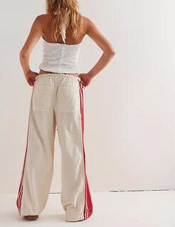 Foto 2 | Foto 2 | Pantalones Anchos Hongsui Con Cordón Y Talle Alto A Rayas Laterales - Venta Internacional.