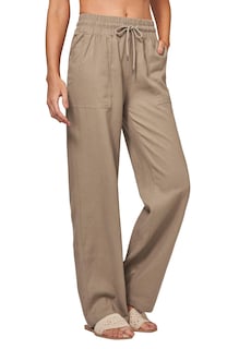 Foto 3 | Foto 3 | Pantalones Estilo Palazzo De Lino Cheeryah Pernera Ancha Y Bolsillos Color Caqui Oscuro - Venta Internacional.