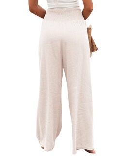 Foto 6 | Foto 6 | Pantalones Palazzo Glienst De Lino  Pernera Ancha  Cintura Fruncida  Color Blanco L - Venta Internacional.