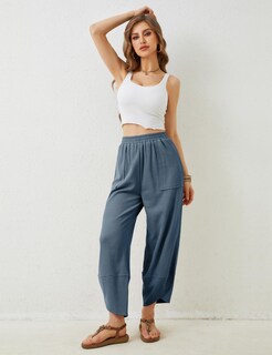 Foto 7 | Foto 7 | Pantalones Anchos Xiaoxuemeng Dustyblue Para Mujer Talla L - Venta Internacional.