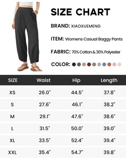 Foto 5 | Foto 5 | Pantalones Anchos Xiaoxuemeng Cintura Elástica Casual Con Bolsillos - Venta Internacional.