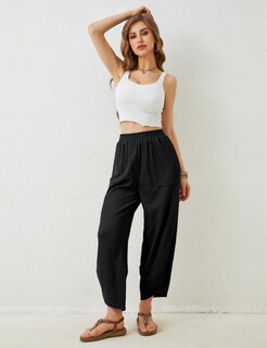 Foto 7 | Foto 7 | Pantalones Anchos Xiaoxuemeng Cintura Elástica Casual Con Bolsillos - Venta Internacional.