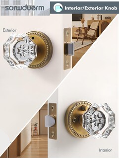 Foto 5 | Foto 5 | Pomo De Puerta Sorwduerm De Latón Envejecido Con Cristal De Privacidad 1 Paquete - Venta Internacional.