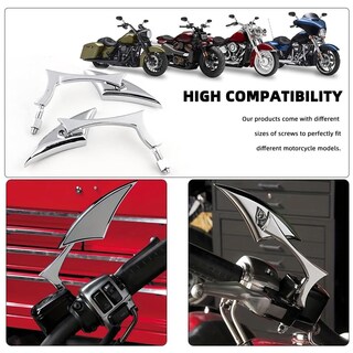 Foto 3 | Foto 3 | Espejos De Moto Con Forma De Murciélago Cromados De Buen Ajuste Para Harley - Venta Internacional.