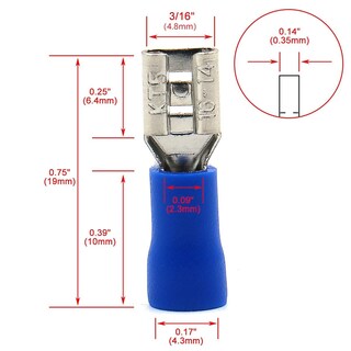 Foto 4 | Foto 4 | Conector De Cable Baomain Blue Hembra Insulated Spade 16-14 Awg - Venta Internacional.
