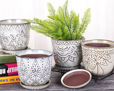 Foto 7 | Foto 7 | Maceta De Cerámica Vanenjoy Estilo Bohemio 15 Cm Redonda Color Blanco Roto - Venta Internacional.
