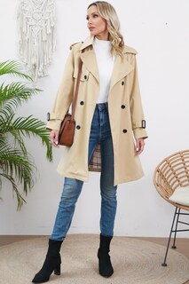 Foto 4 | Foto 4 | Gabardina Betusline Para Mujer Con Doble Botonadura Color Caqui - Venta Internacional.
