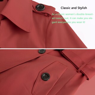 Foto 3 | Foto 3 | Gabardina Nanjun Chaqueta Clásica Con Solapa Para Mujer Color Burdeos - Venta Internacional.