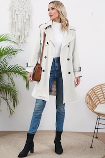 Foto 4 | Foto 4 | Gabardina Betusline Para Mujer Doble Botonadura A Prueba De Viento 2xl - Venta Internacional.