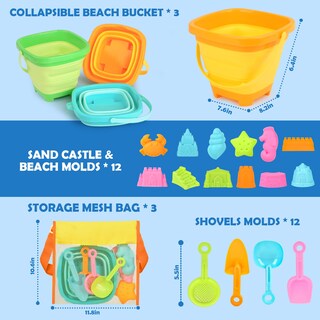 Foto 2 | Foto 2 | Beach Toys Dreamon Para Niños De 3 A 10 Años Con 3 Cubos Y 24 Moldes - Venta Internacional.