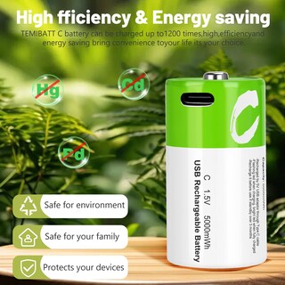 Foto 4 | Foto 4 | Pilas Recargables Tipo C Letoom 5000 Mah 1 5 V Paquete De 8 Con Usb - Venta Internacional.