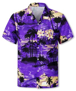 Foto 2 | Foto 2 | Camisa Hawaiana Cromoncent Para Hombre Manga Corta Color Morado - Venta Internacional.