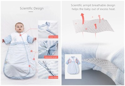 Foto 2 | Foto 2 | Saco De Dormir Para Bebé Cyuuro Con Mangas Desmontables Rosa 14 °c Por Debajo - Venta Internacional.