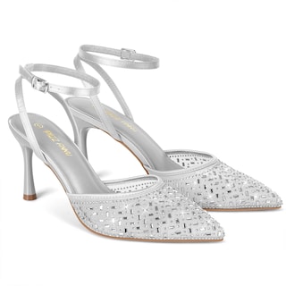 Foto 2 | Foto 2 | Zapatos De Tacón Alto Pizz Annu Cienna Para Mujer Plateados Talla 9 - Venta Internacional.