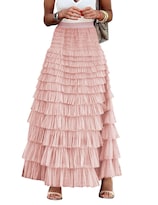 Falda Larga De Tul Flygo Para Mujer Talle Alto Rosa Talla M - Venta Internacional.