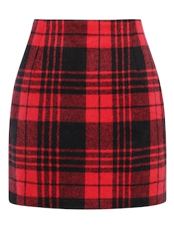 Foto 1 | Foto 1 | Falda Idealsanxun Bodycon De Cintura Alta De Lana A Cuadros Para Mujer - Venta Internacional.