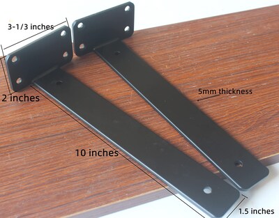 Foto 2 | Foto 2 | Soporte De Estante En L Mhmydz De 10 Cm Hierro Negro Resistente 100 Libras - Venta Internacional.
