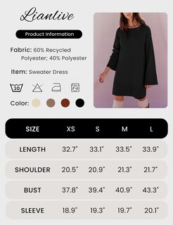 Foto 5 | Foto 5 | Vestido Tipo Suéter Lianlive Casual De Punto De Manga Larga Para Mujer - Venta Internacional.