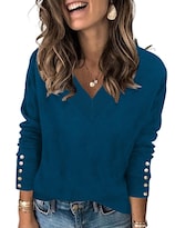 Suéter Akewei Para Mujer De Otoño 2024 Manga Larga Cuello En V - Venta Internacional.