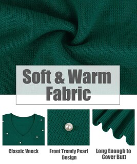 Foto 4 | Foto 4 | Jersey Carcos Talla Grande De Punto De Perlas Verdes Con Cuello En V Para Invierno - Venta Internacional.