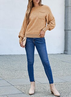 Foto 5 | Foto 5 | Jersey Shewin Fashion 2025 Para Mujer Con Cuello Redondo Y Manga Linterna - Venta Internacional.
