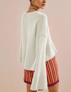 Foto 2 | Foto 2 | Jersey Riatour Bell De Manga Larga Con Cuello Redondo Gran Tamaño Beige - Venta Internacional.