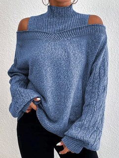 Foto 2 | Foto 2 | Jersey Zocania Con Cuello Alto Y Hombros Descubiertos Para Mujer A-blue - Venta Internacional.