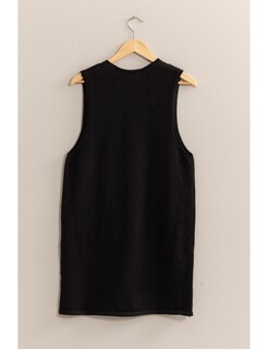Foto 6 | Foto 6 | Vestido Tipo Suéter Con Cuello En V Cuello En V Punto Sin Mangas Negro Para Mujer - Venta Internacional.