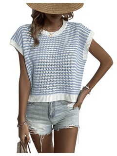 Foto 1 | Foto 1 | Suéter Chaleco Sin Mangas Tejido A Rayas Makemechic Para Mujer - Venta Internacional.