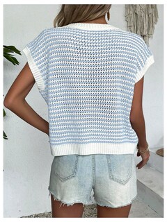 Foto 2 | Foto 2 | Suéter Chaleco Sin Mangas Tejido A Rayas Makemechic Para Mujer - Venta Internacional.