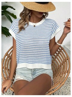 Foto 5 | Foto 5 | Suéter Chaleco Sin Mangas Tejido A Rayas Makemechic Para Mujer - Venta Internacional.