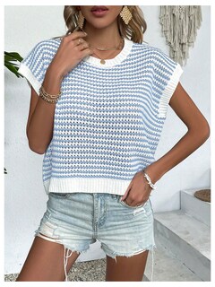 Foto 6 | Foto 6 | Suéter Chaleco Sin Mangas Tejido A Rayas Makemechic Para Mujer - Venta Internacional.