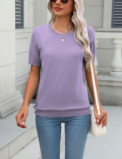 Foto 2 | Foto 2 | Blusa Zeagoo Para Mujer Manga Corta Manga Corta Viscosa Color Morado - Venta Internacional.