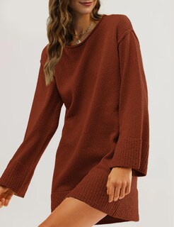 Foto 2 | Foto 2 | Vestido Tipo Suéter Lianlive Casual De Punto De Manga Larga Para Mujer - Venta Internacional.