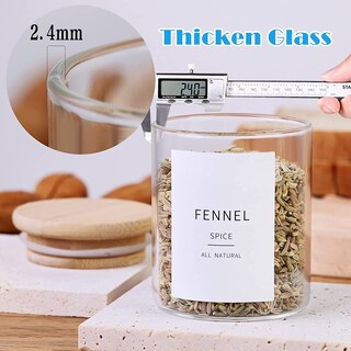 Foto 6 | Foto 6 | Jarros Para Especias Hhmjsm De Vidrio Con Tapas De Bambú 120 Ml 20 Unidades Y 131 Etiquetas - Venta Internacional.