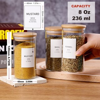 Foto 4 | Foto 4 | Frascos De Vidrio Para Especias Hhmjsm 240 Ml Con Tapas Herméticas De Bambú 12 Unidades - Venta Internacional.