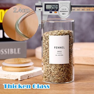 Foto 6 | Foto 6 | Frascos De Vidrio Para Especias Hhmjsm 240 Ml Con Tapas Herméticas De Bambú 12 Unidades - Venta Internacional.