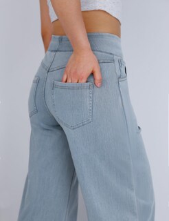 Foto 4 | Foto 4 | Jeans Simple Flavor Para Mujer Pierna Ancha Cintura Alta Azul Claro - Venta Internacional.