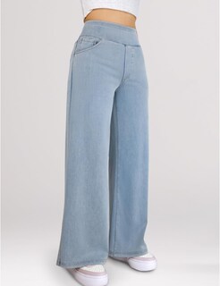 Foto 6 | Foto 6 | Jeans Simple Flavor Para Mujer Pierna Ancha Cintura Alta Azul Claro - Venta Internacional.