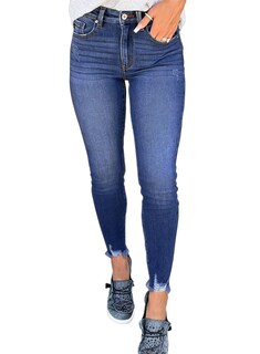 Foto 1 | Foto 1 | Vaqueros Shewin De Cintura Alta Elásticos Ajustados Para Mujer Azules - Venta Internacional.