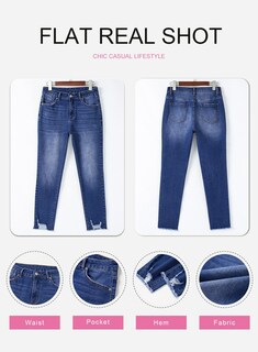 Foto 6 | Foto 6 | Vaqueros Shewin De Cintura Alta  Elásticos  Ajustados  Para Mujer  Azules - Venta Internacional.