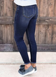 Foto 3 | Foto 3 | Jeans Shewin De Cintura Alta Elásticos Delgados Y Dobladillo Crudo Para Mujer - Venta Internacional.