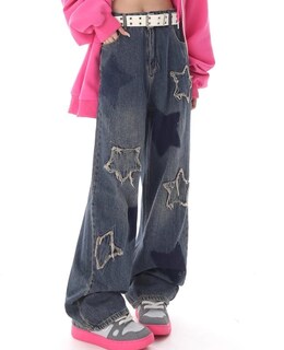 Foto 4 | Foto 4 | Vaqueros Lafague Cute Star Patchwork De Cintura Alta Para Mujer - Venta Internacional.