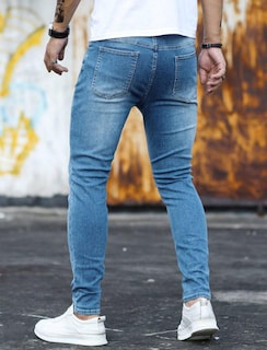 Foto 3 | Foto 3 | Vaqueros Hungson Skinny Para Hombre Elásticos Ajustados Rasgados - Venta Internacional.