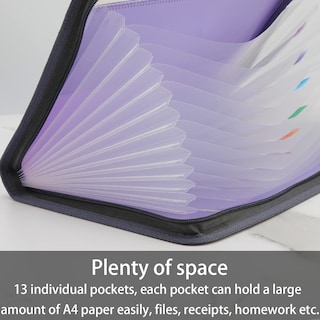 Foto 2 | Foto 2 | Organizador De Archivos En Forma De Acordeón Nafy 13 Bolsillos A4 Con Cremallera Color Lila - Venta Internacional.