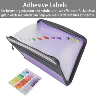 Foto 5 | Foto 5 | Organizador De Archivos En Forma De Acordeón Nafy 13 Bolsillos A4 Con Cremallera Color Lila - Venta Internacional.