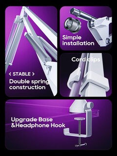 Foto 6 | Foto 6 | Soporte De Escritorio Plegable Para Micrófono Boom Arm Cacencan Color Blanco - Venta Internacional.