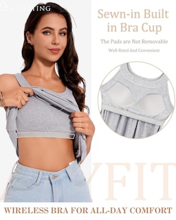 Foto 2 | Foto 2 | Camiseta Sin Mangas Anyfitting Para Mujer Con Sujetador Incorporado Camisola Gris - Venta Internacional.