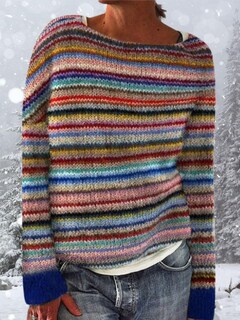 Foto 4 | Foto 4 | Jersey Dmoyala Para Mujer Con Diseño De Arcoíris A Rayas Fair Isle - Venta Internacional.