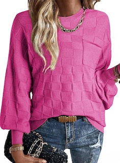 Foto 1 | Foto 1 | Jersey Shewin De Gran Tamaño Para Mujer Tejido Para Primavera De 2025 Rojo Rosa - Venta Internacional.